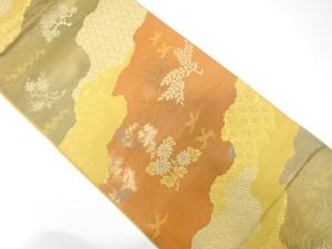 アンティーク 道長取りに枝葉模様織り出し袋帯(着用可)